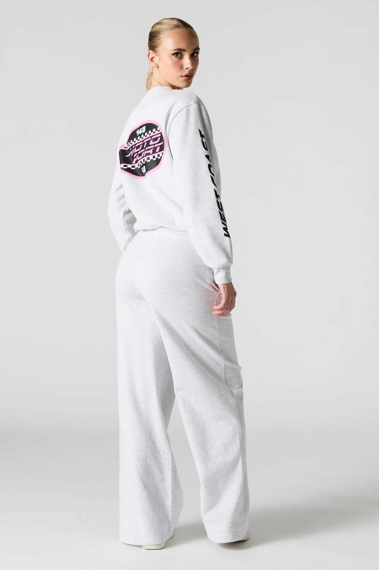 07 Racer Embroidered Fleece Wide Leg Sweatpant