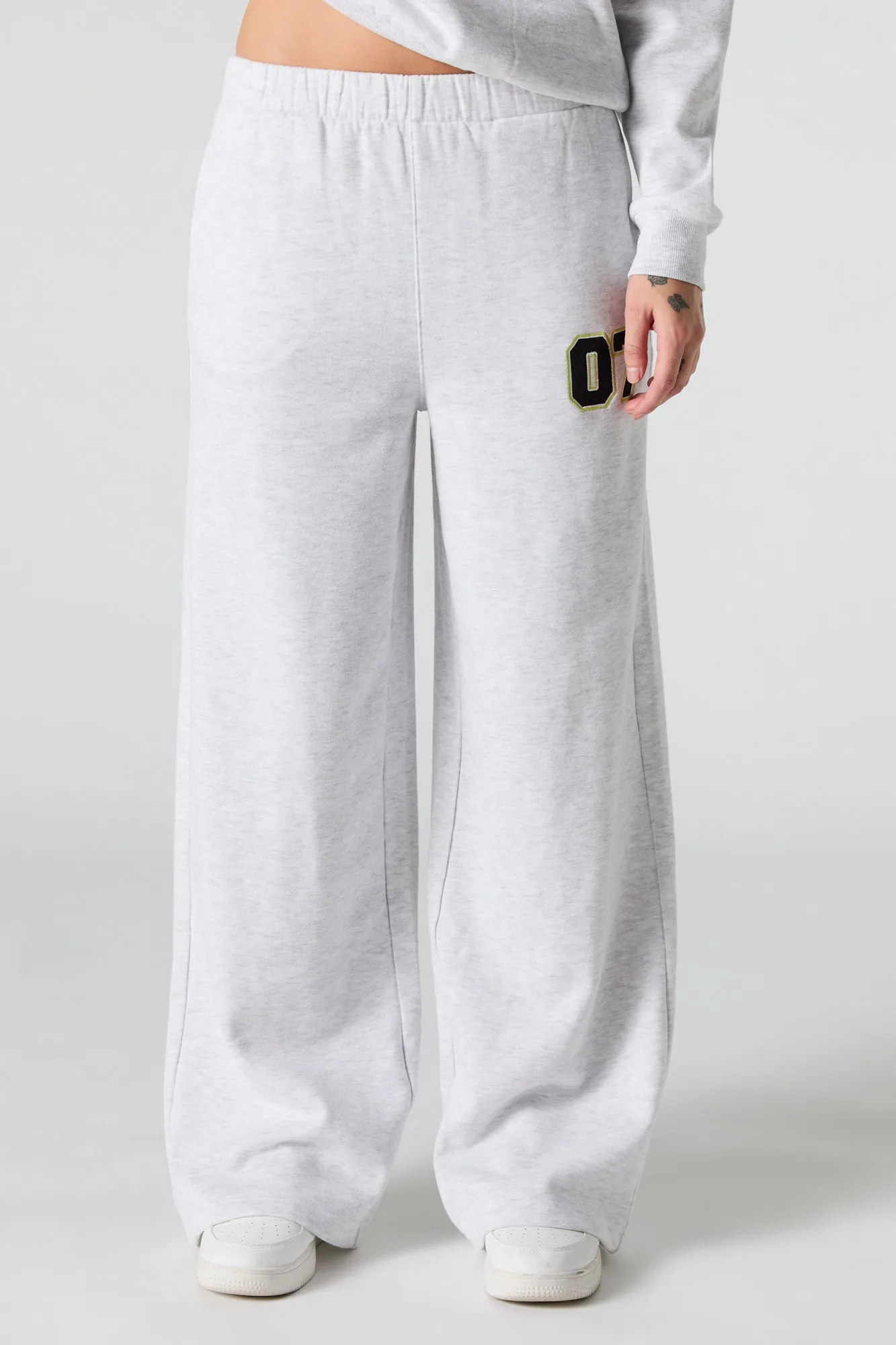 07 Racer Embroidered Fleece Wide Leg Sweatpant