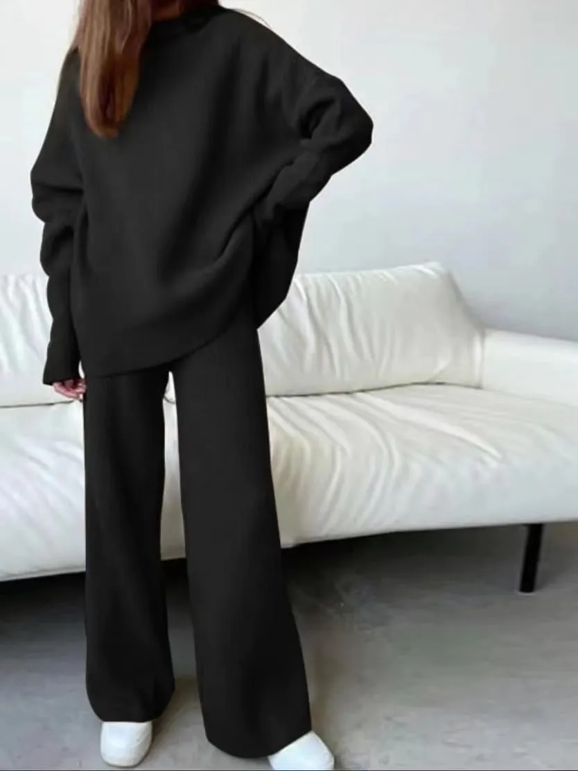 2 Pcs Women's Long Sleeve Solid Color Pants Set - Size M - 472726