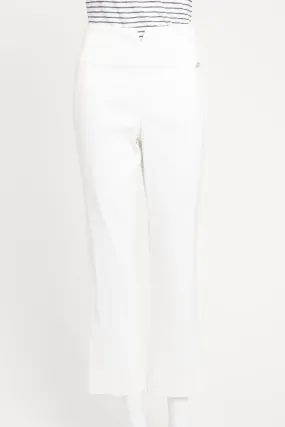 2009 White Preowned Textured Trousers