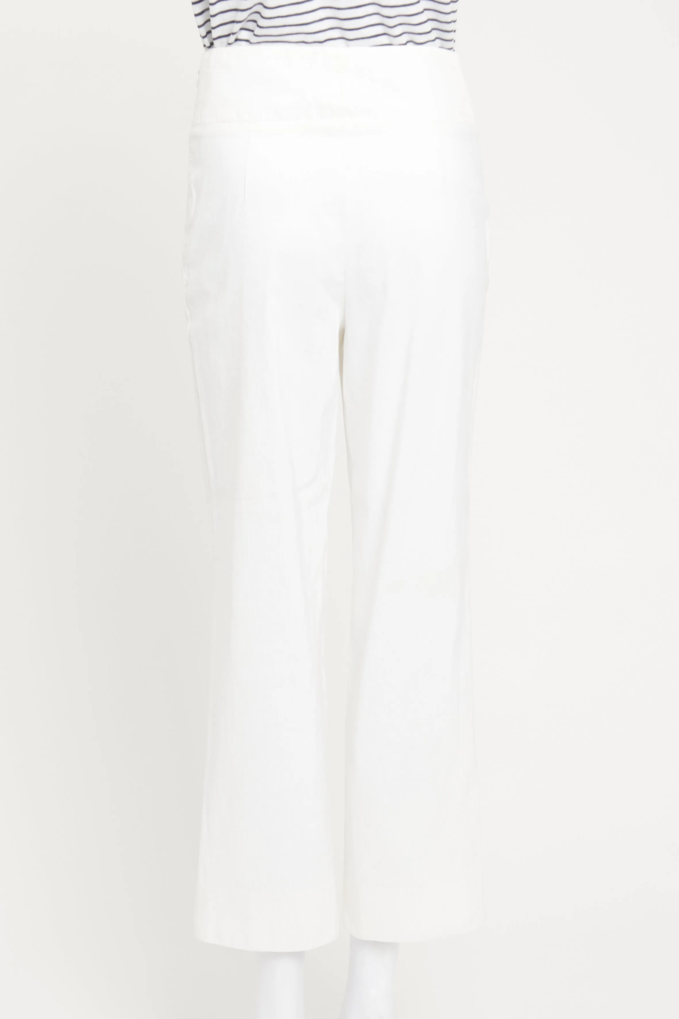 2009 White Preowned Textured Trousers