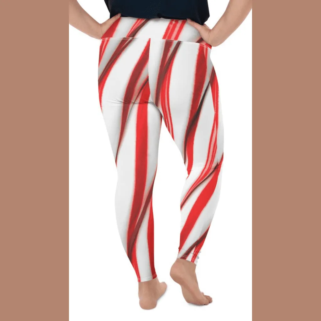 3D Candy Cane Plus Size Leggings