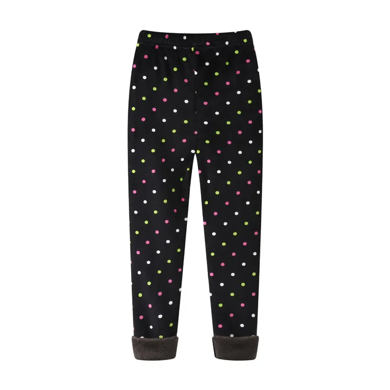 4-13Y Girls Pants Winter Trousers Warm Leggings Thicken Velvet Star Print Kids Pants