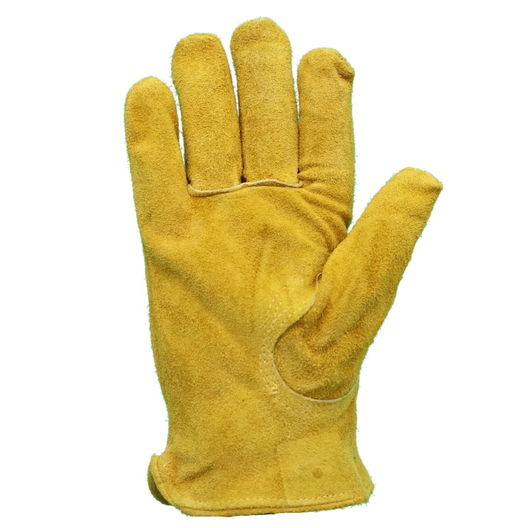 55170 FLEECE SUEDE COWHIDE THERMAL LINED GLOVES - SHIIRRED ELASTIC WRIST - SIZES S-XL