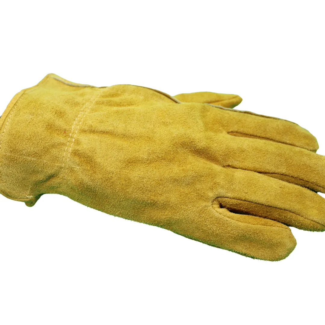 55170 FLEECE SUEDE COWHIDE THERMAL LINED GLOVES - SHIIRRED ELASTIC WRIST - SIZES S-XL