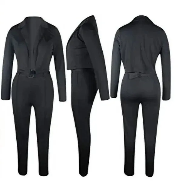 Acelyn Womens 2 Piece Lapel Collar Blazer and Pant Set, Large