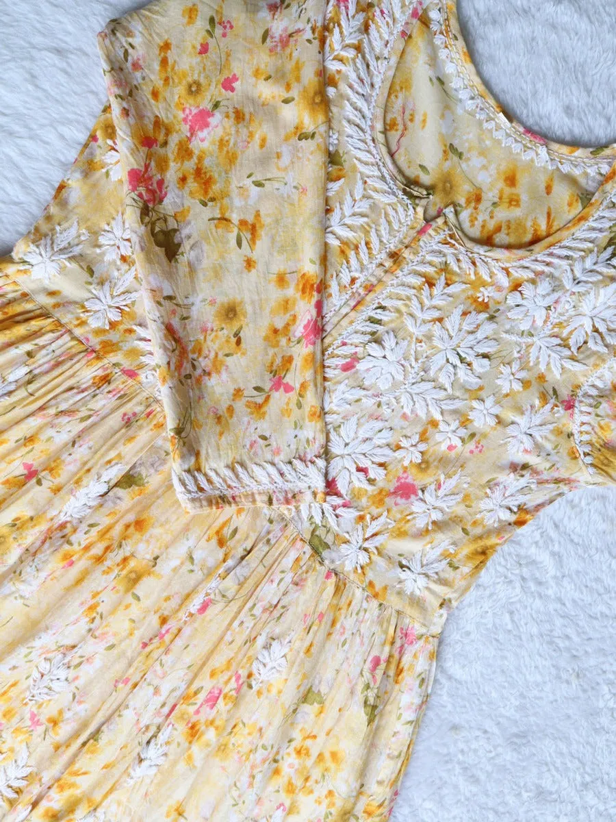 Adah Chikankari Mulmul Short Dress