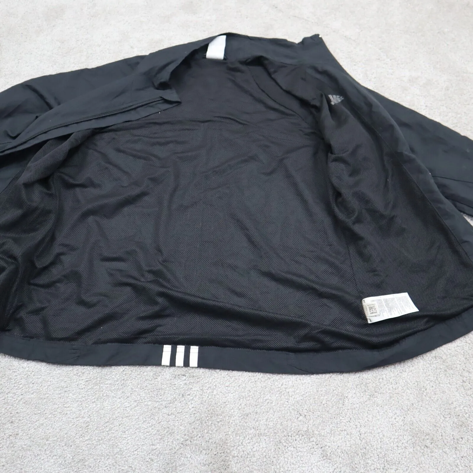 Adidas Womens Full Zip Up Track Jacket Long Sleeves Mock Neck Black Size Medium