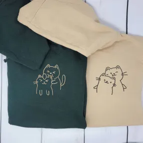 Adorable Cat Design Matching Partner Hoodies – Perfect Anniversary Gift for Cat Lovers