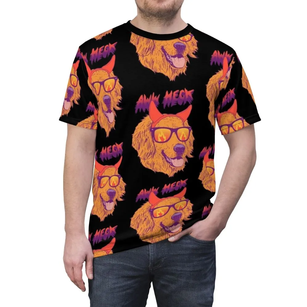 Adorable Golden Retriever Devil Tee - Retro 80s Inspired Design