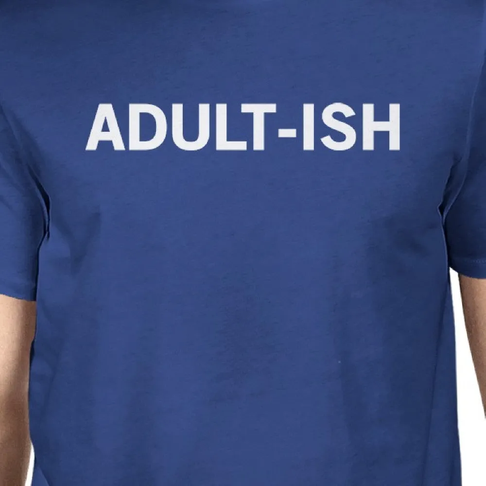 Adult-ish Unisex Royal Blue Tops Cute Typographic Daily T-shirt