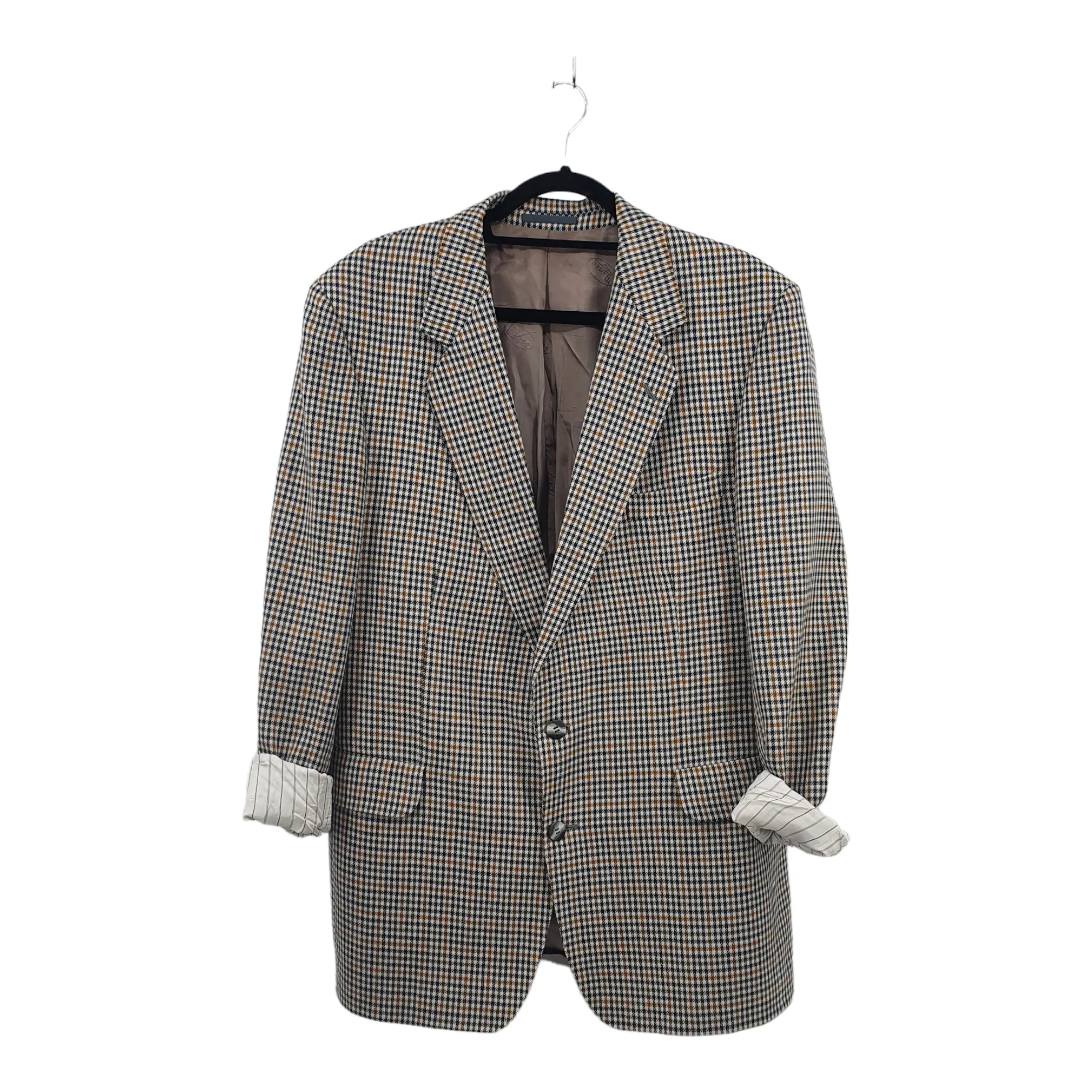 Aitken and Niven 'Magee' Tailored Plaid Check Brown and black Blazer 44"