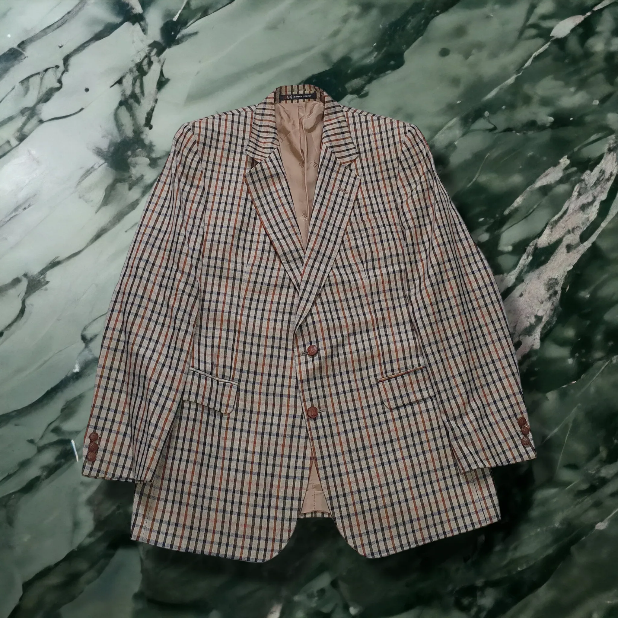 Aitken and Niven 'Magee' Tailored Plaid Check Brown and black Blazer 44"