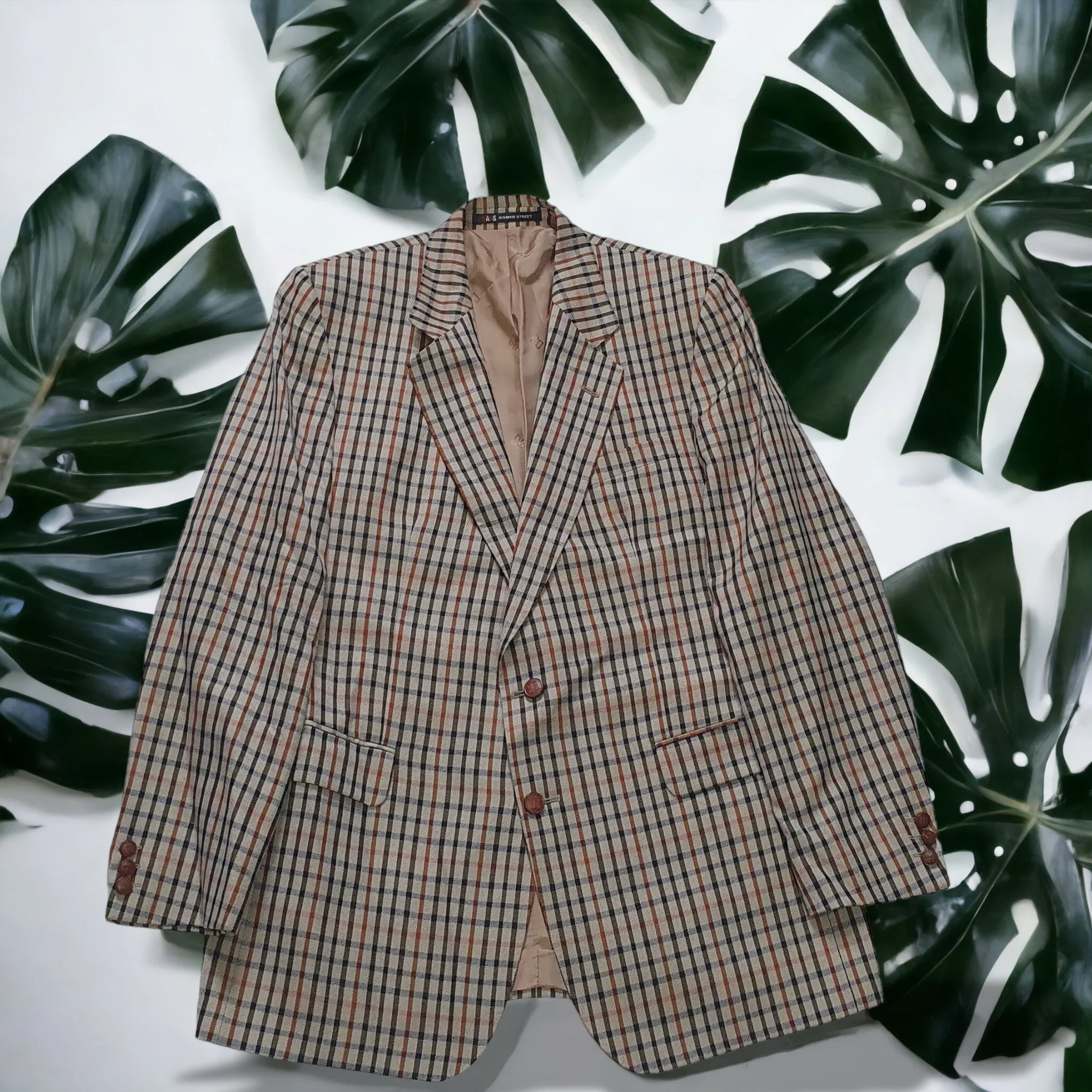 Aitken and Niven 'Magee' Tailored Plaid Check Brown and black Blazer 44"