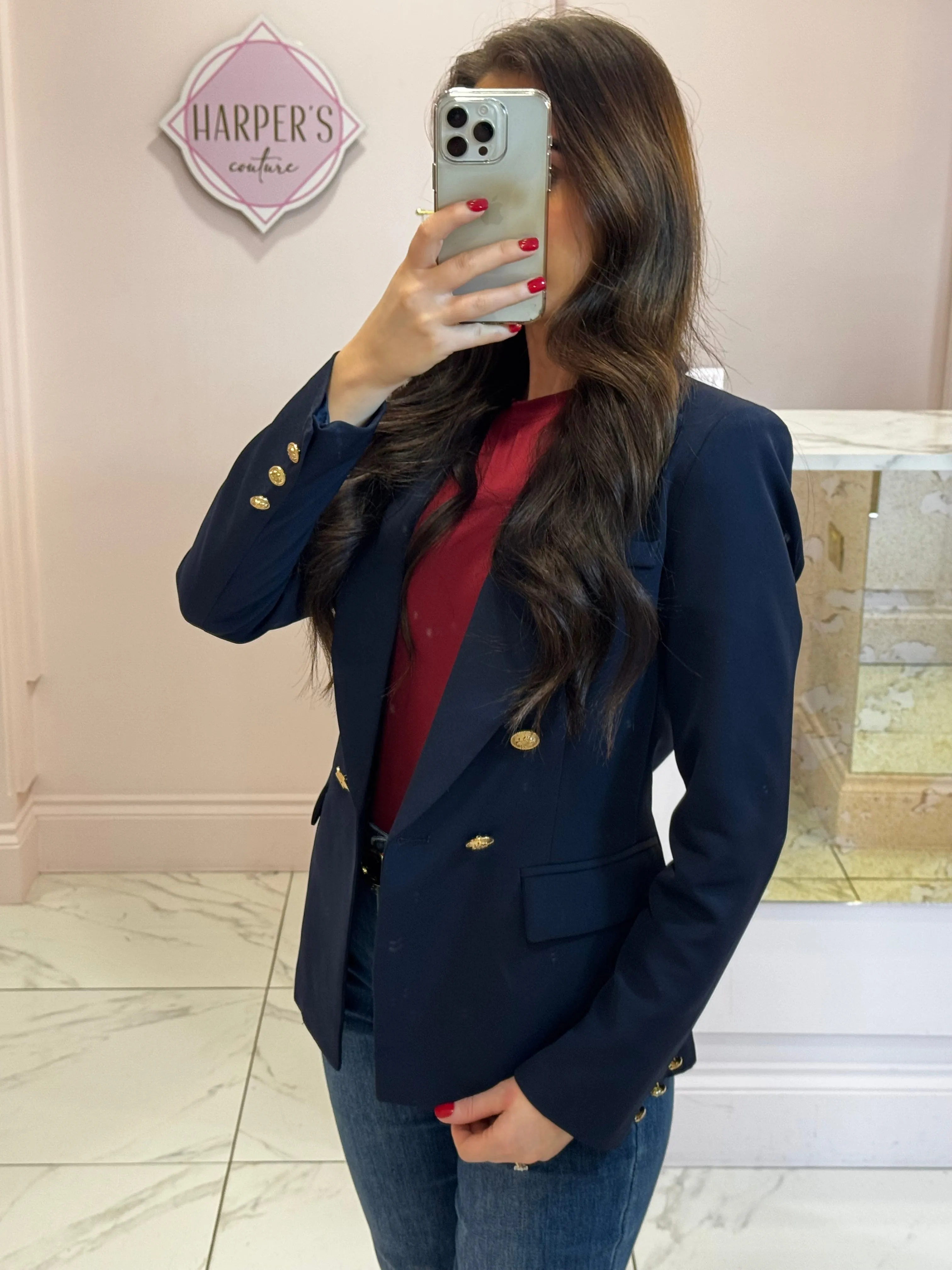 Alena Gold Button Inspired Blazer