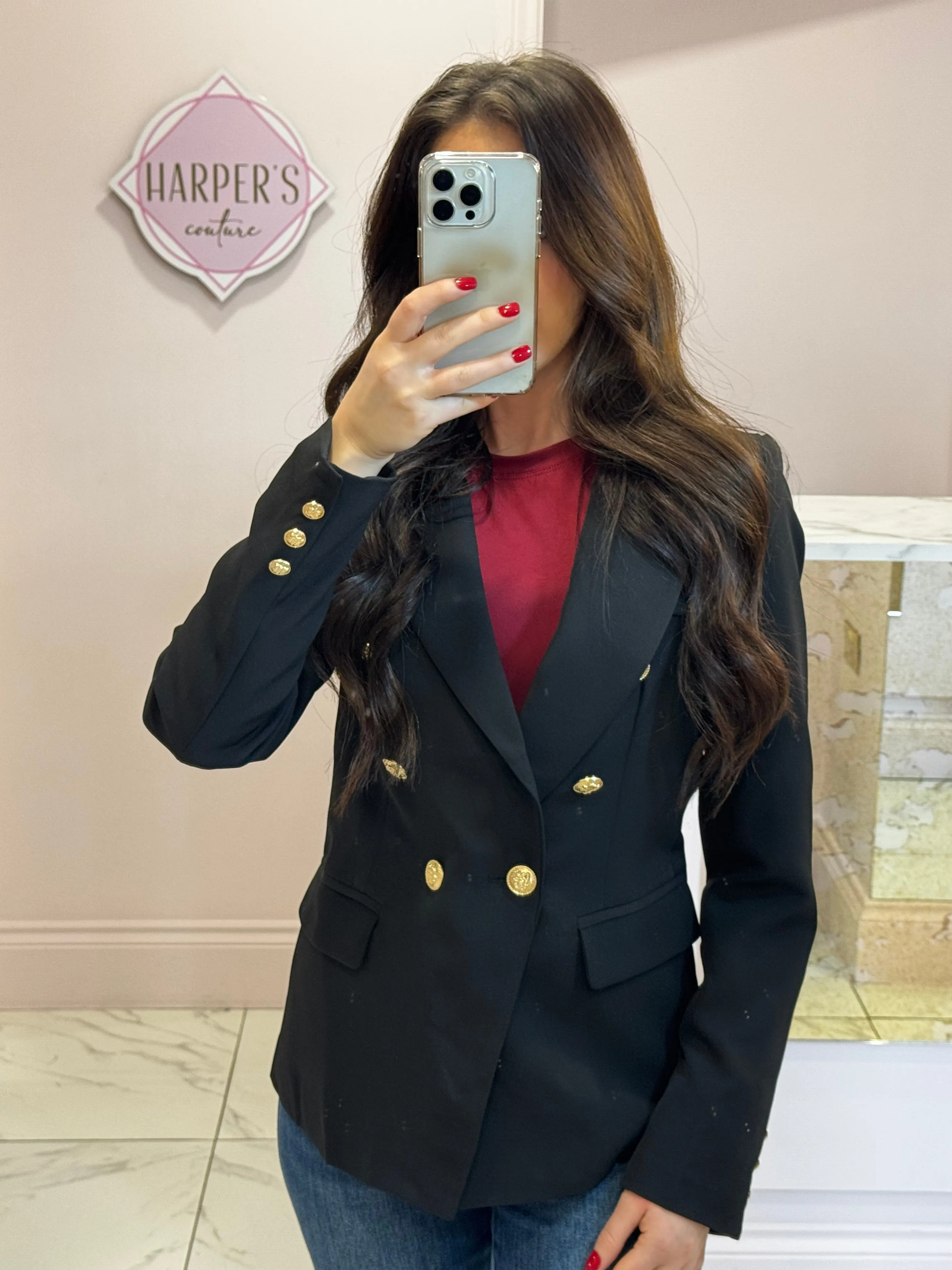 Alena Gold Button Inspired Blazer