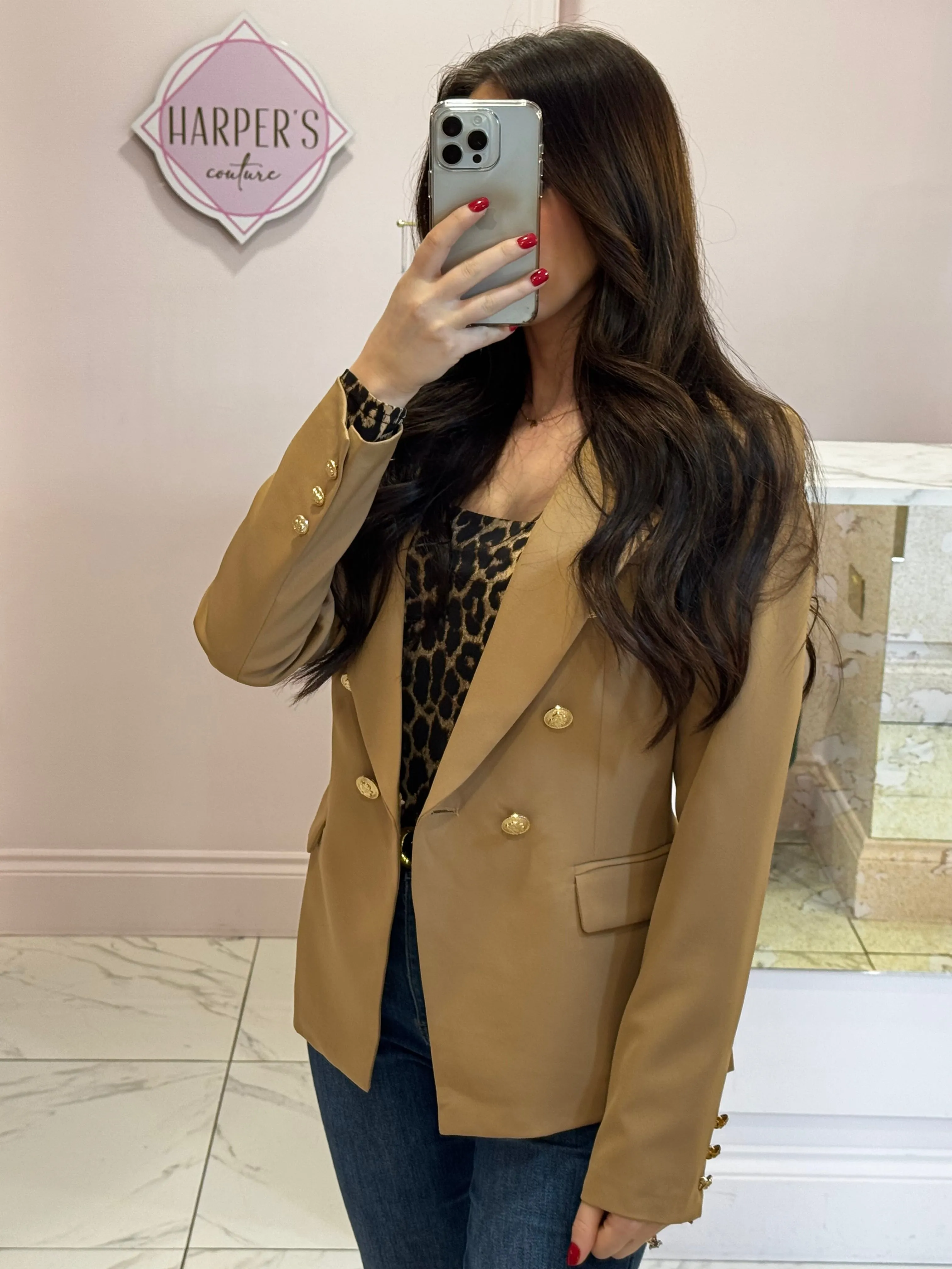 Alena Gold Button Inspired Blazer