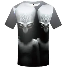 Alien T-shirt Men Gray T-shirts Graphic Gothic Tshirts Casual Cosplay Tshirts Novelty Short Sleeve Hip hop Mens Tee Slim Sport