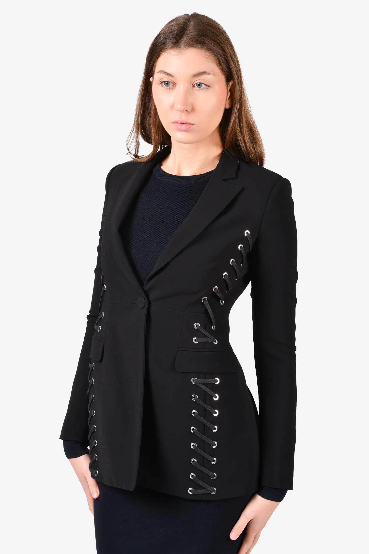 Altuzarra Black Lace-Up Blazer Size 36