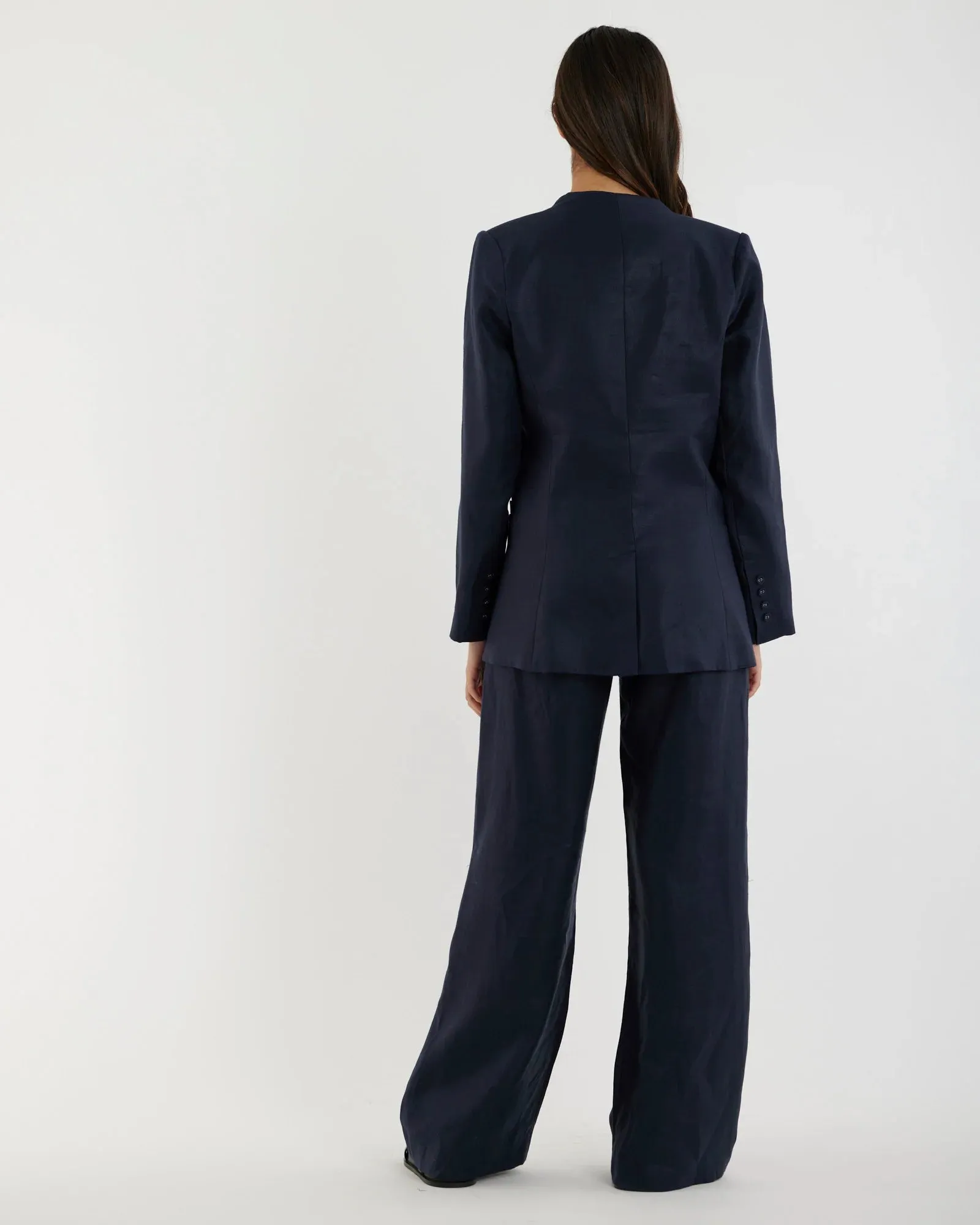 Amelius - Mia Collarless Blazer Navy