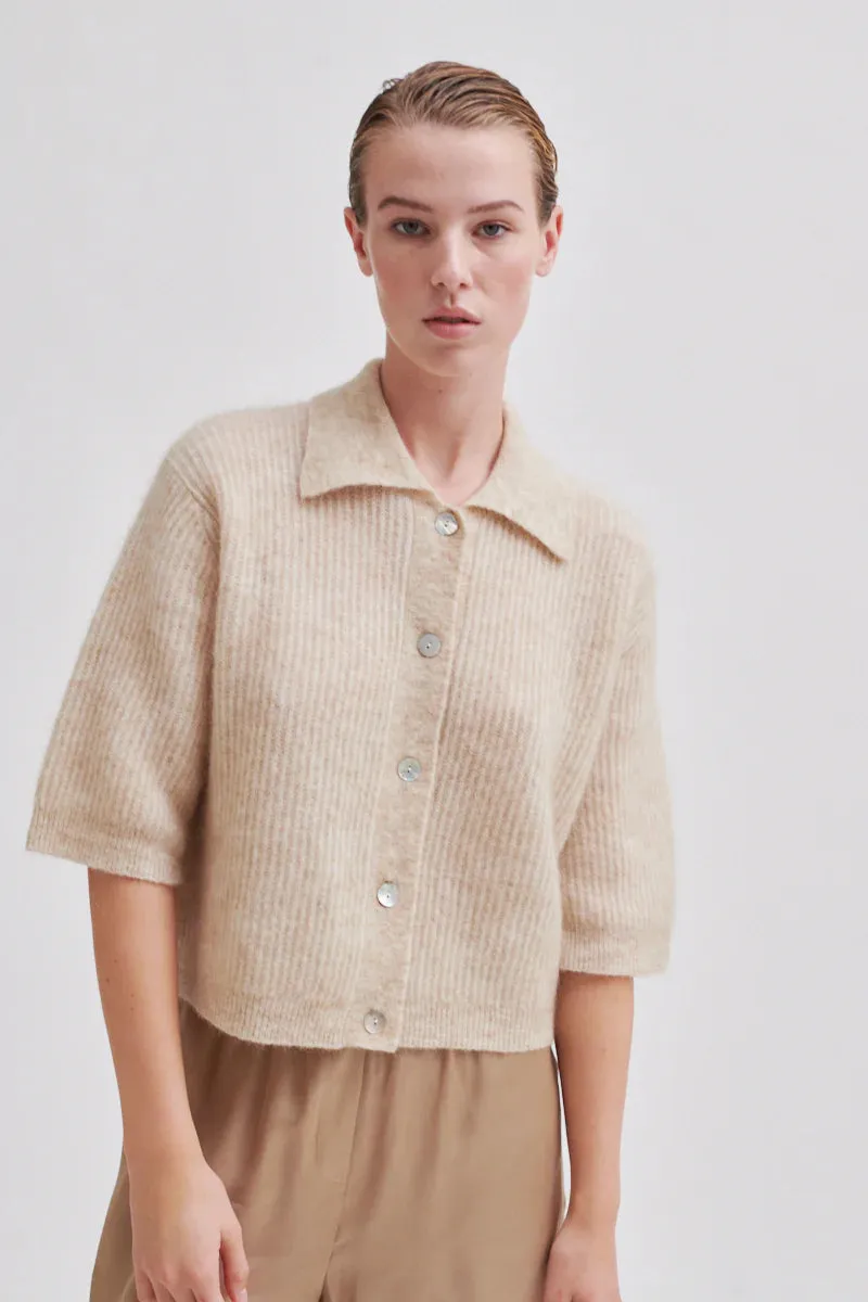 Andrea Knit Collar Cardigan - Brazilian Sand