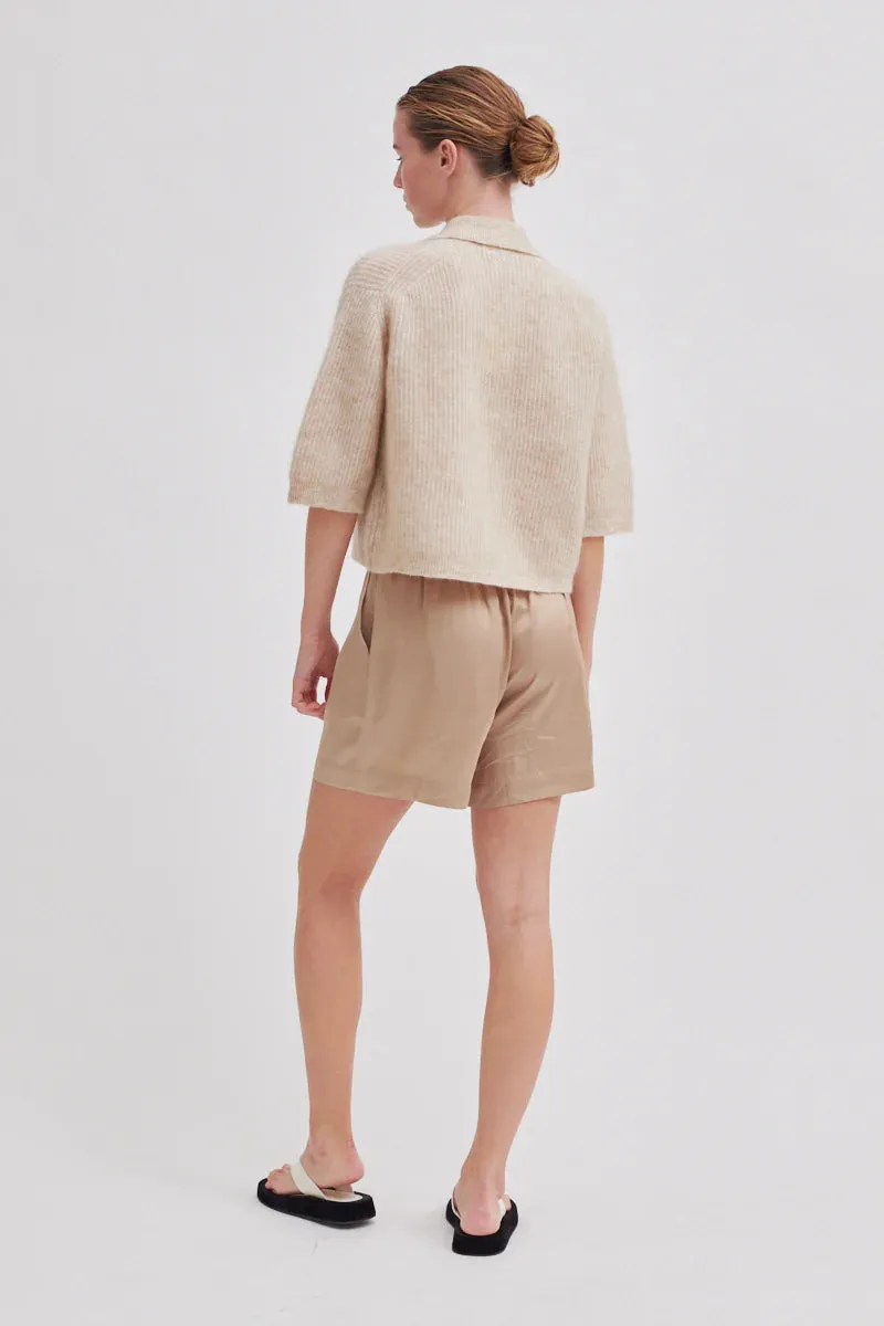 Andrea Knit Collar Cardigan - Brazilian Sand