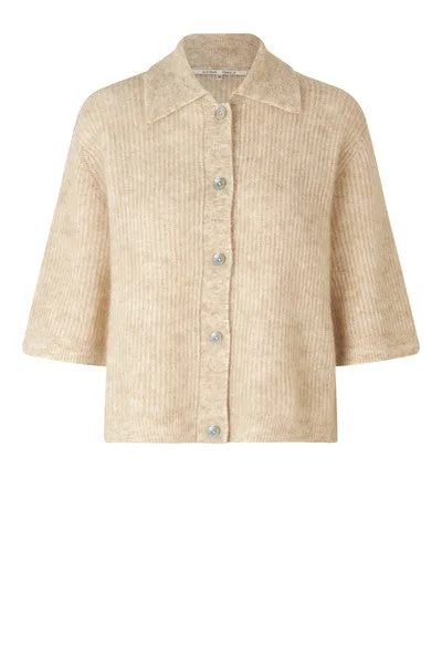 Andrea Knit Collar Cardigan - Brazilian Sand