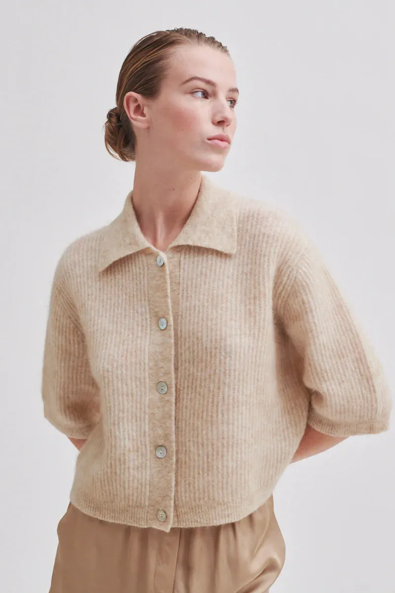 Andrea Knit Collar Cardigan - Brazilian Sand