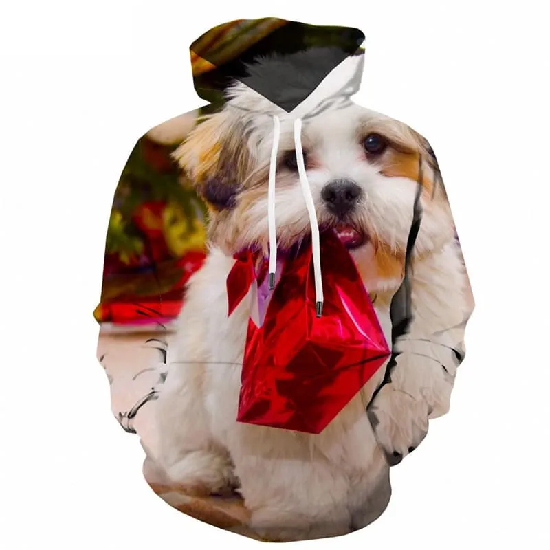 Animal Sweatshirts men Dog Hooded Casual Christmas Hoodie Print Harajuku Sweatshirt Printed