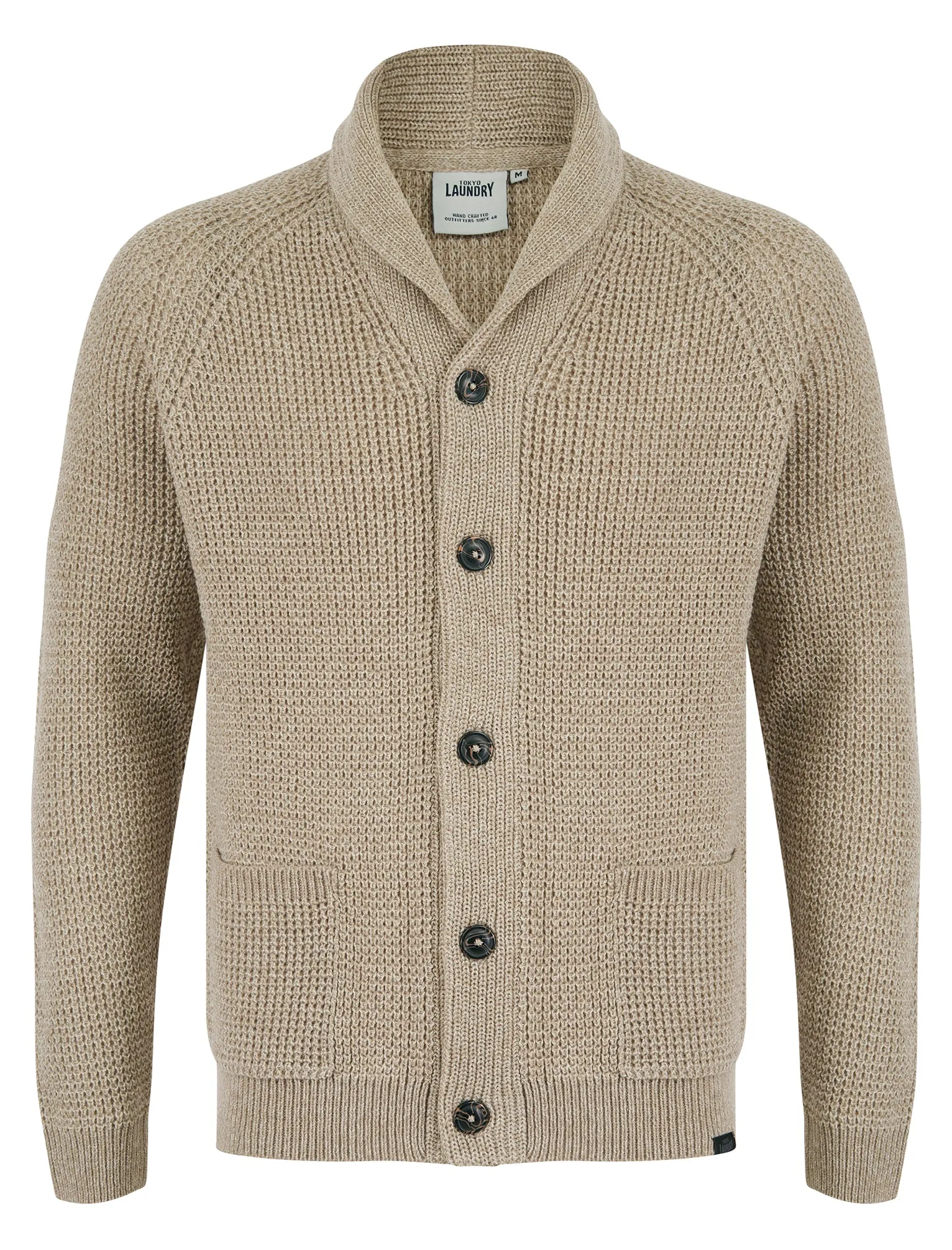 Anozie Soft Knit Wool Blend Shawl Neck Cardigan in Natural Twist - Tokyo Laundry