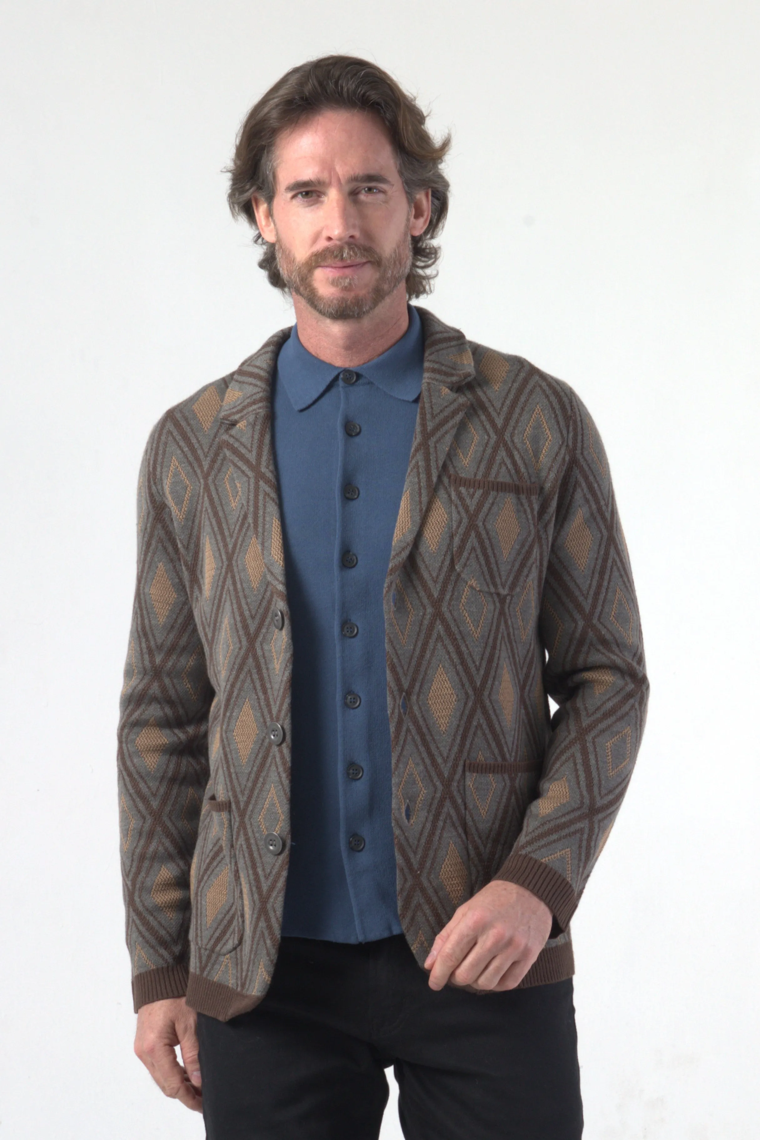 Argyle Jacquard Double Knit Blazer