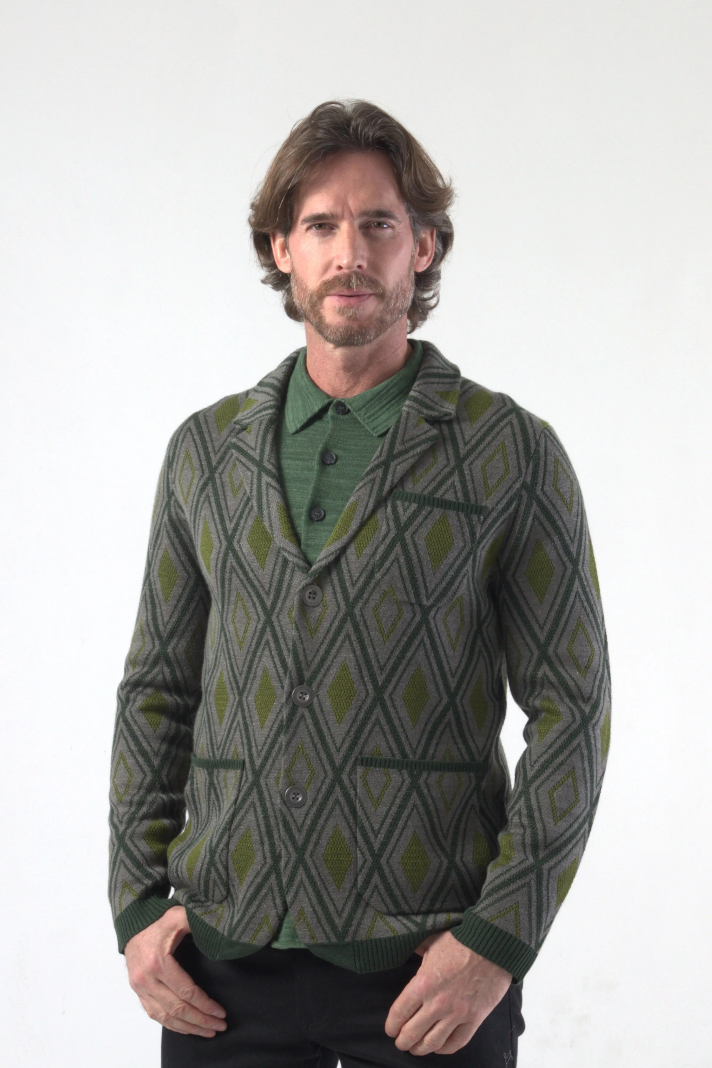 Argyle Jacquard Double Knit Blazer