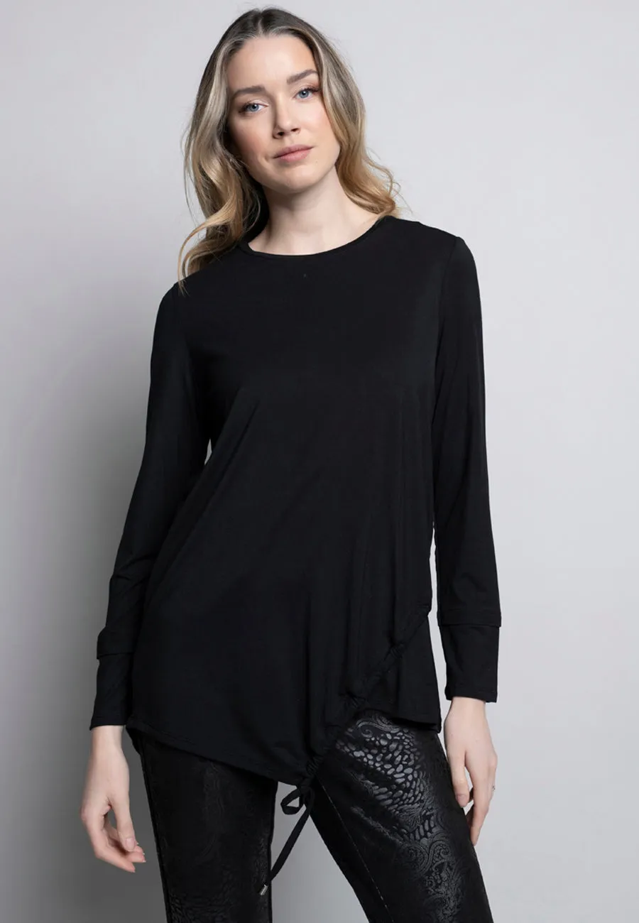 Asymmetrical Drawstring Hem Top