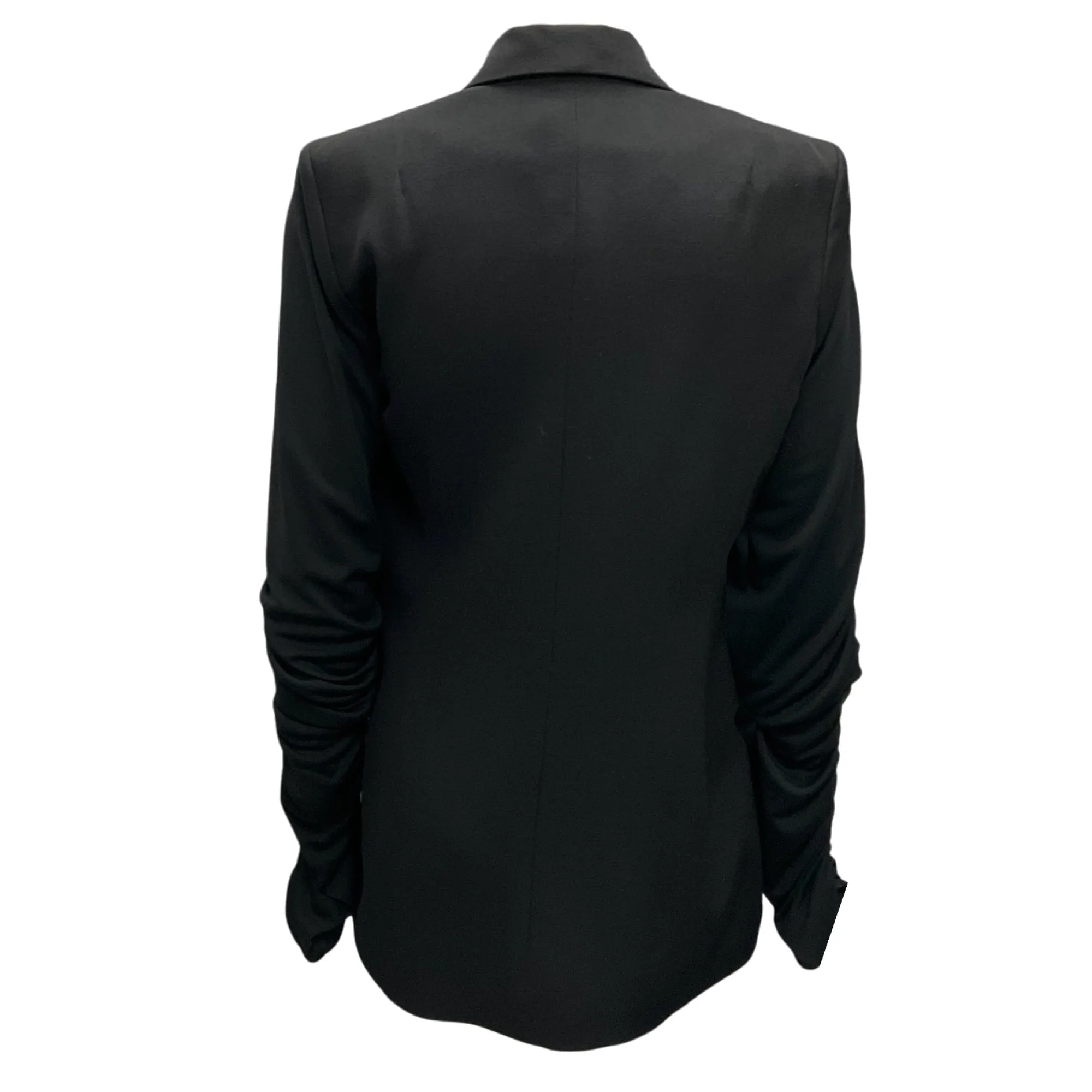 Atlein Black Ruched One-Button Wool Blazer