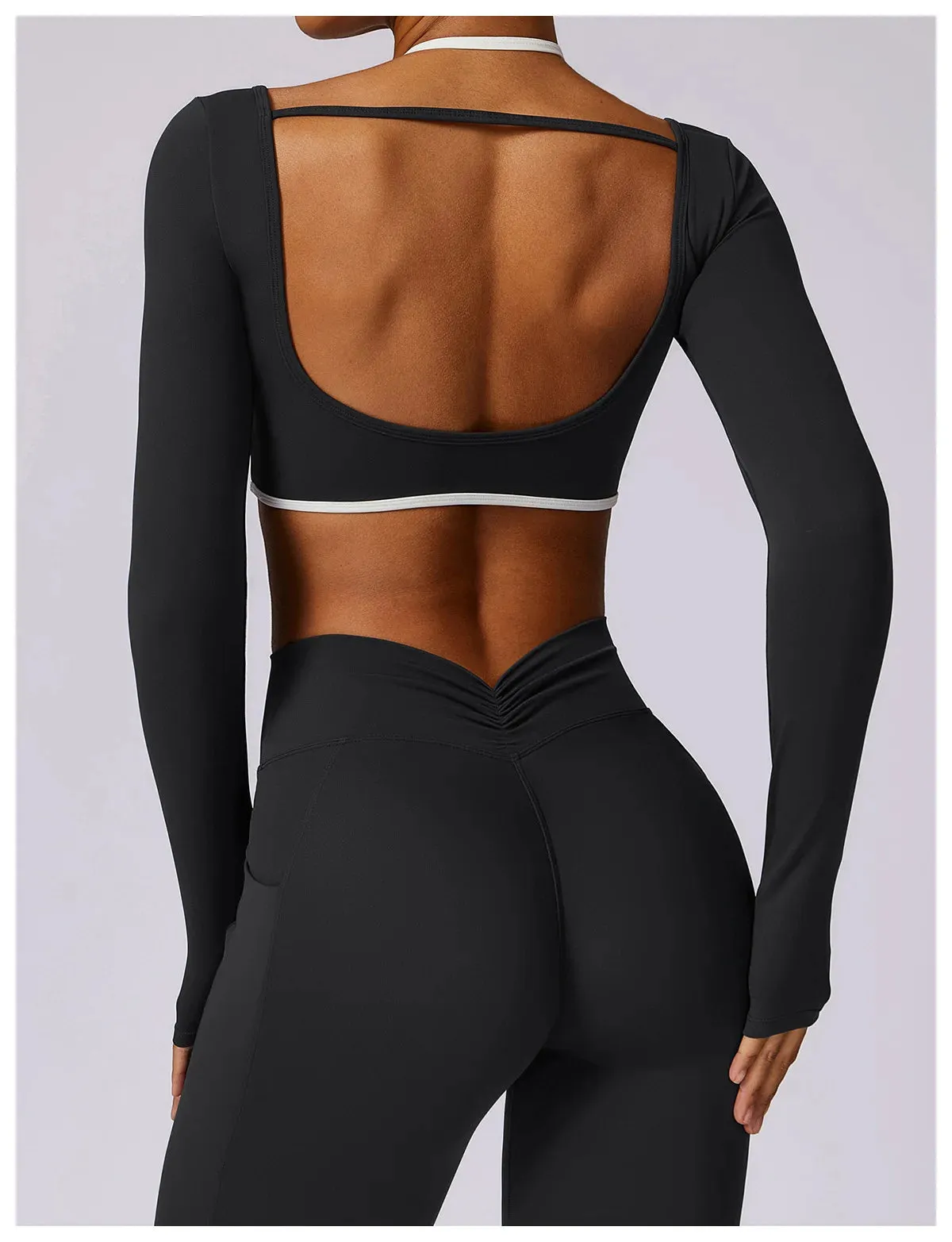 AURA LONG SLEEVE CROP BLACK