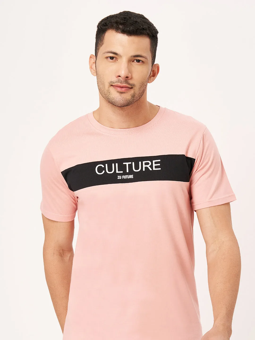 Baby Pink Printed Half Sleeve T-shirt