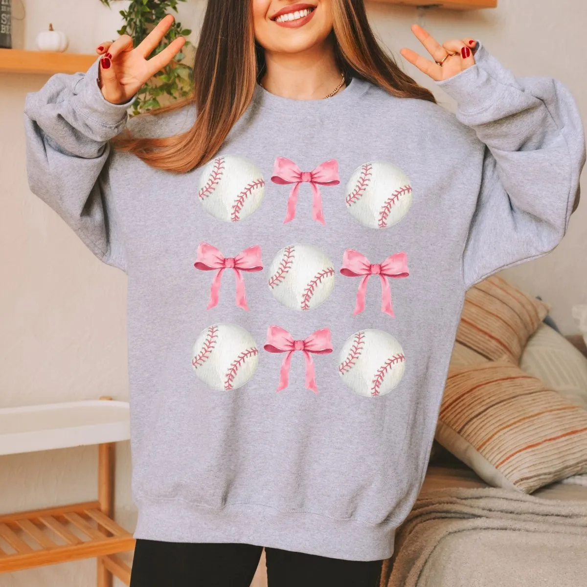 Baseballs And Bows Collage Sweatshirt