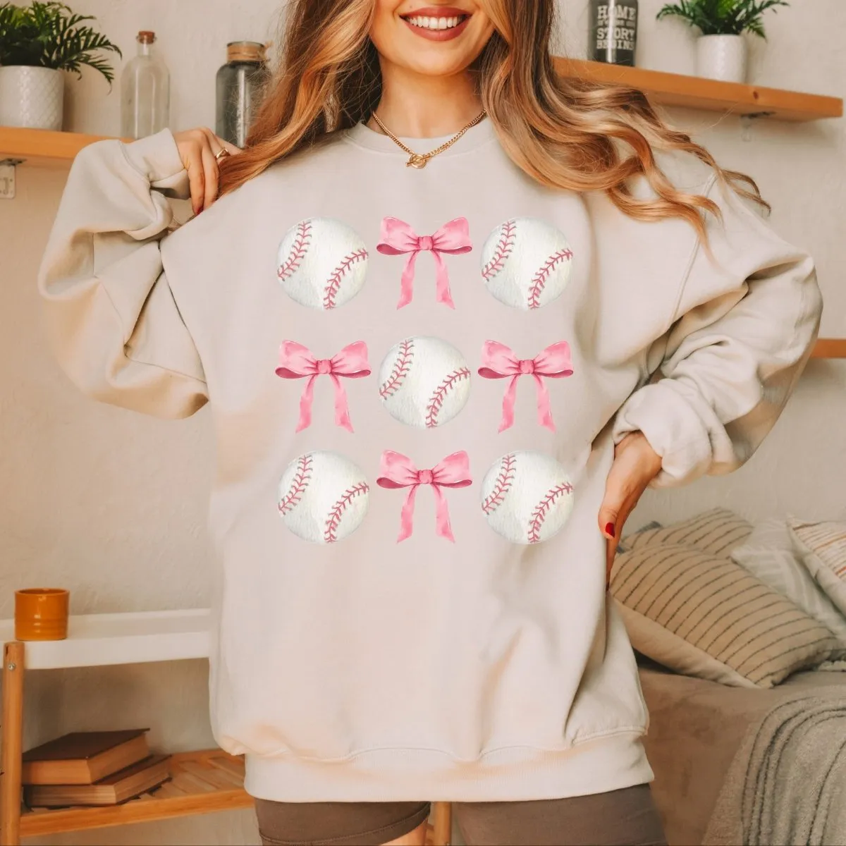 Baseballs And Bows Collage Sweatshirt