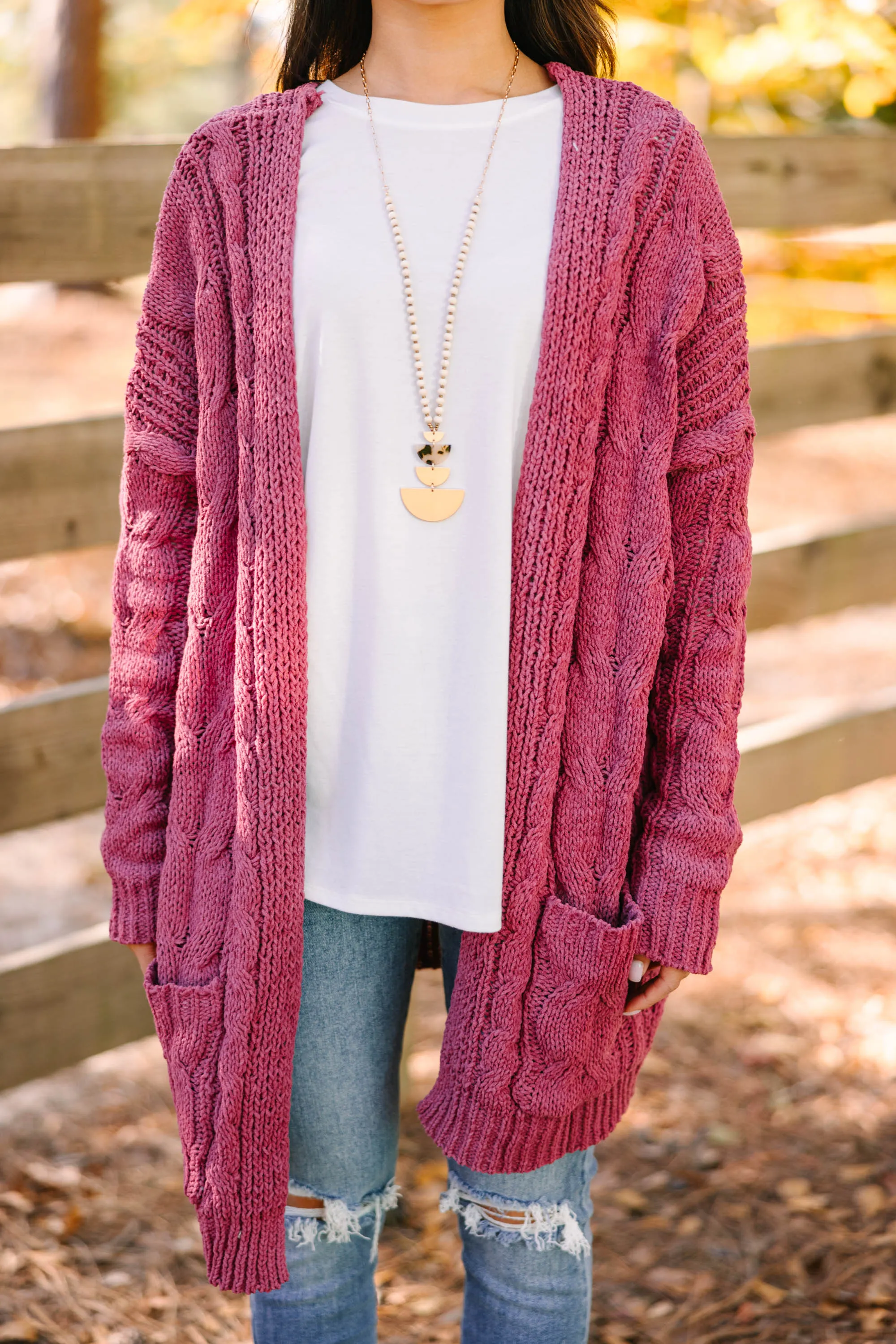 Better Places Ahead Cherry Red Cable Knit Cardigan