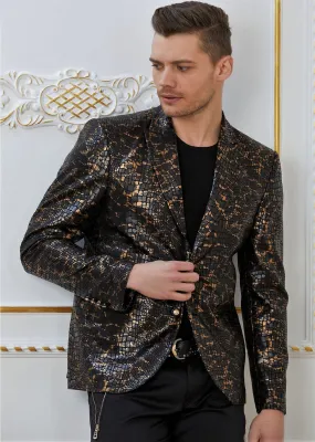 Black Bronze Snake Print Blazer