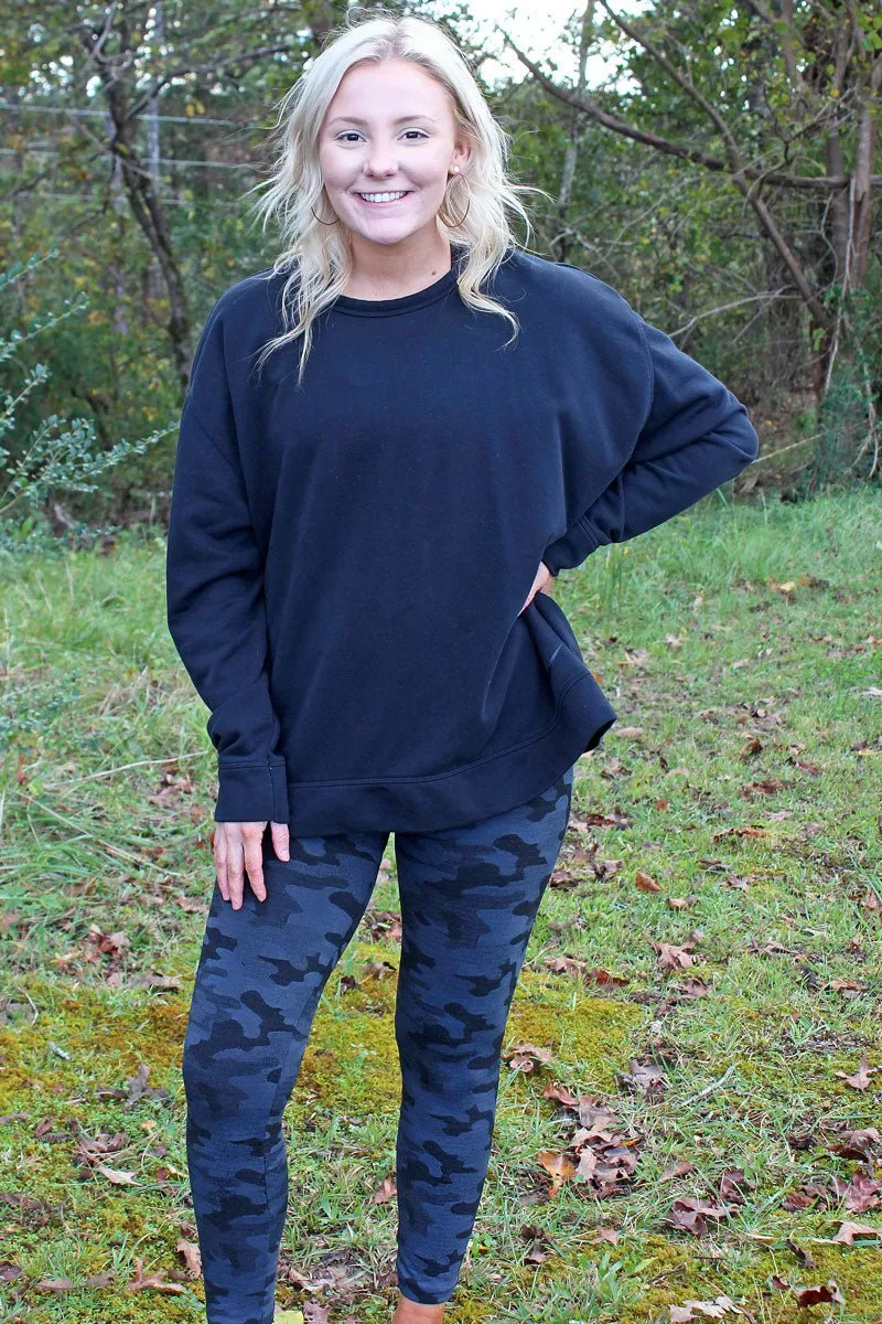 Black Camo Fleece Lined Leggings