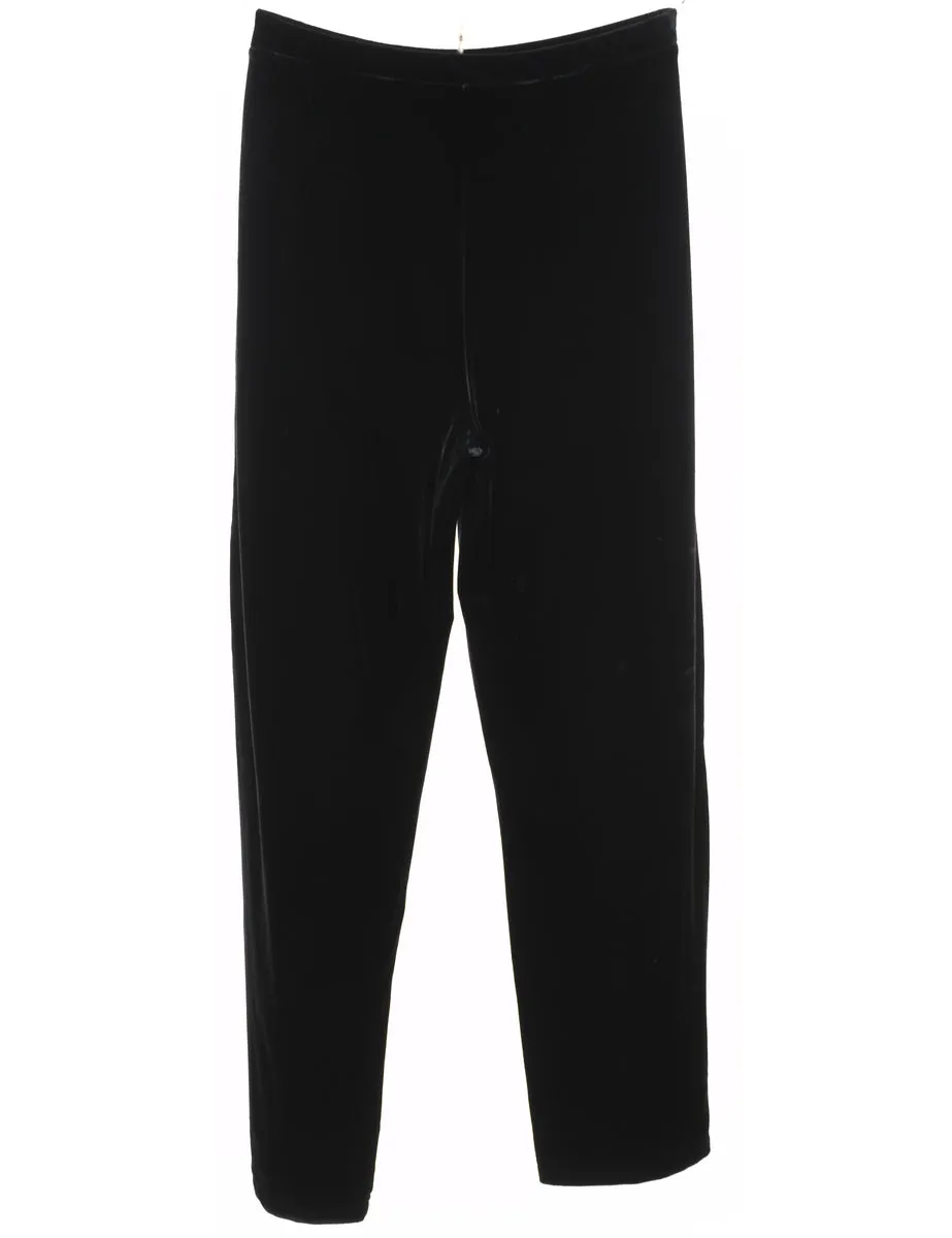 Black Classic Velvet Trousers - W28 L29