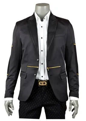 Black Gold Zipper Blazer