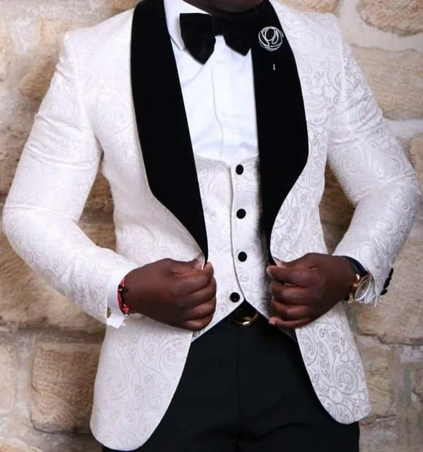 Black Jacquard Jacket Men Suit Slim Fit Blazer