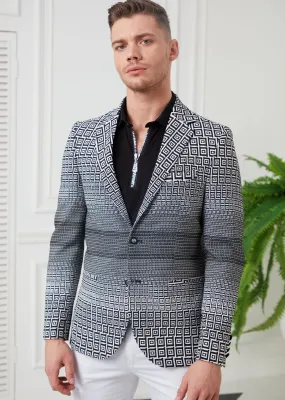 Black "Greco" Pattern Jacquard Blazer