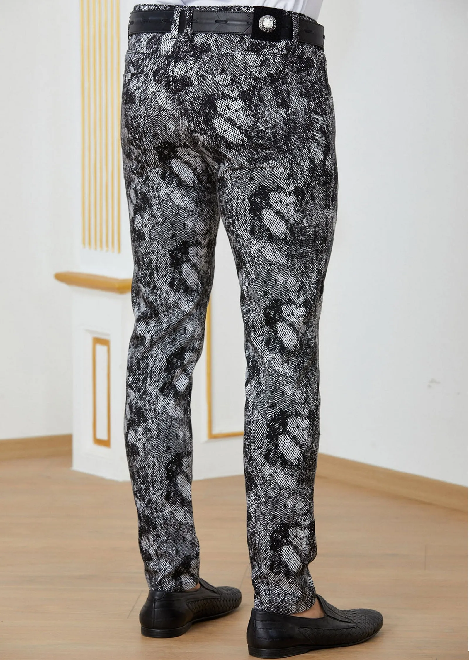 Black Snake Print 2-Pieces Suit