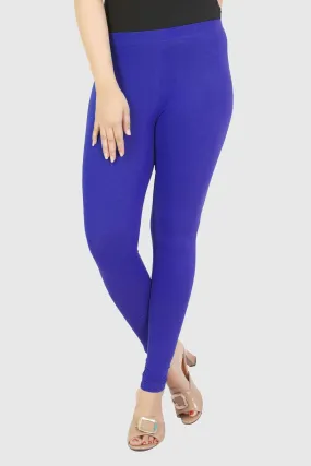 Blue Cotton Lycra Ankle Length Legging