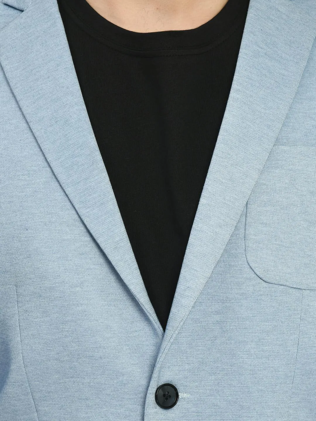 Blue Slim Fit Knit Casual Blazer