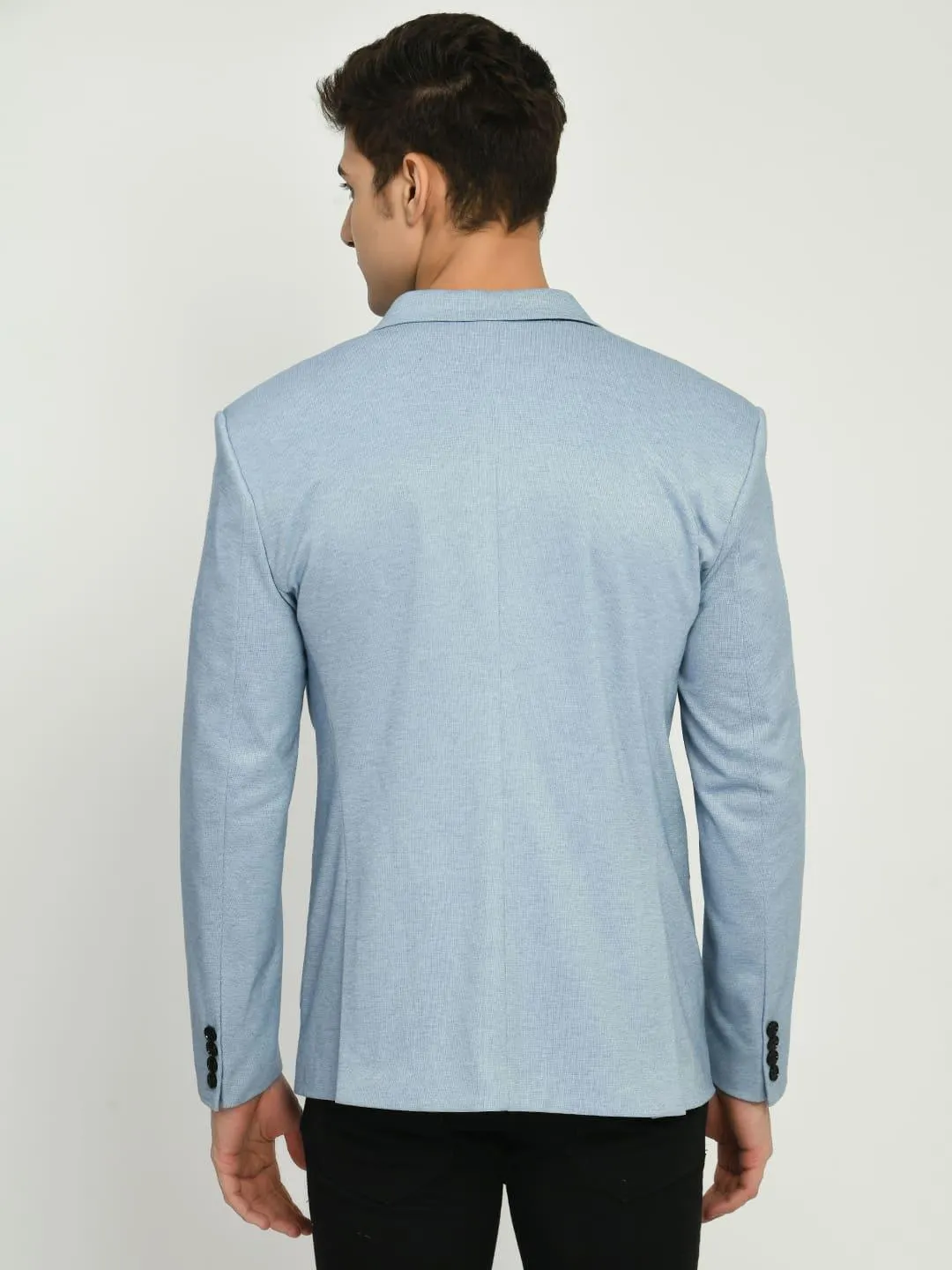 Blue Slim Fit Knit Casual Blazer