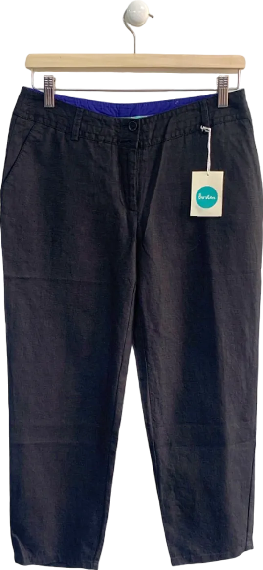 Boden Black Linen Trousers UK 8P